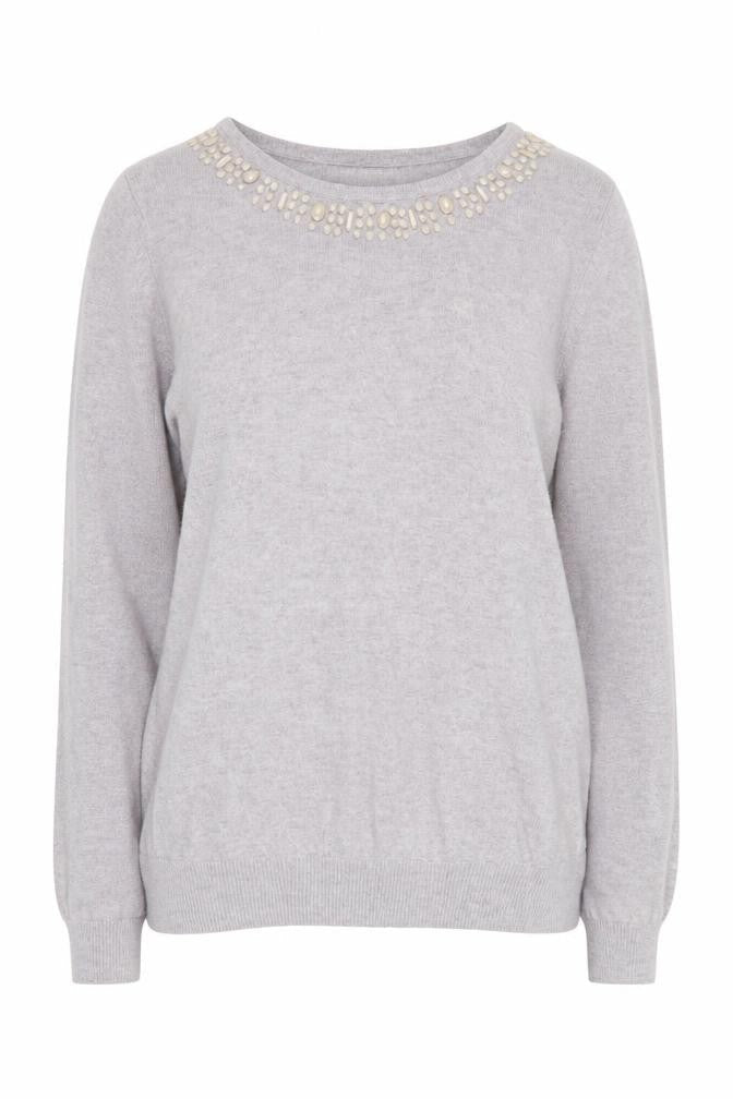 RJR John Rocha Women's Grey Beaded Pullover Jumper Size 12
