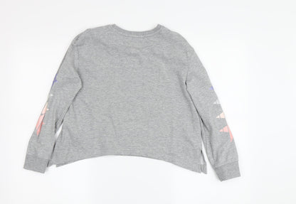 Back view of Converse girls’ grey pullover sweatshirt, 10-12 years, stars design
