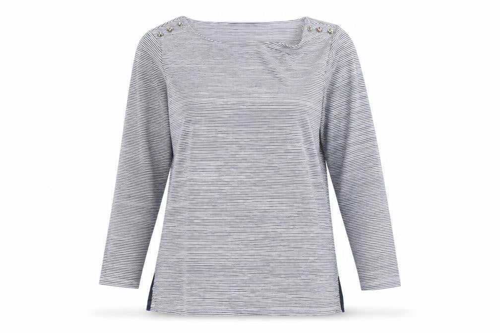 Jasper Conran Women's Blue Striped T-Shirt, Size 14