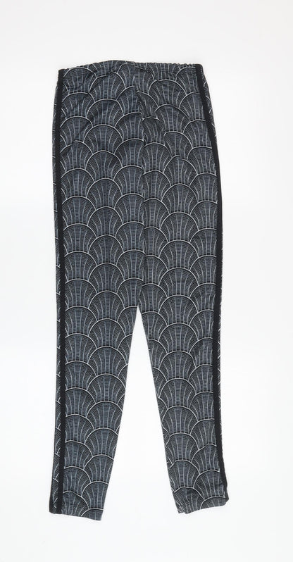 Back view of Adidas Women's XS Black Track Pants with Geometric Pattern