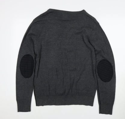 Jack & Jones Men's Grey Henley Jumper, M, V-Neck