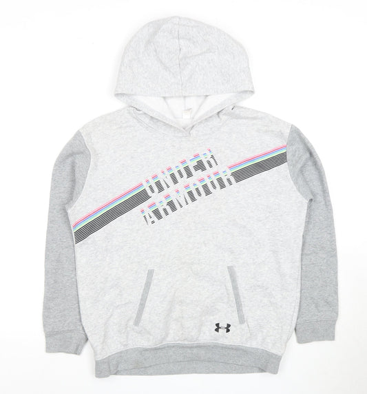 Under Armour Girls Grey Pullover Hoodie Size 10-11 Years