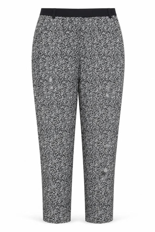 Front view of L.K. Bennett Women's White Geometric Trousers UK 8