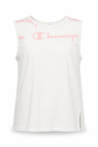 Front view of Champion girls’ white sleeveless logo t-shirt 9-10 years