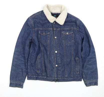 Additional front view of Firetrap girls’ blue denim jacket, size 11-12, lined casual