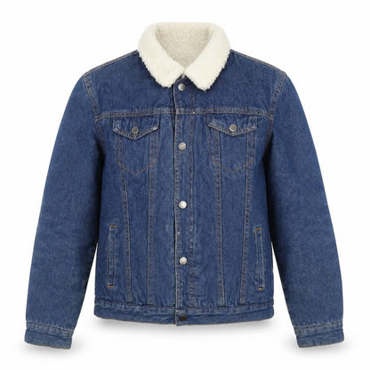 Front view of Firetrap girls’ blue denim jacket, size 11-12, lined casual