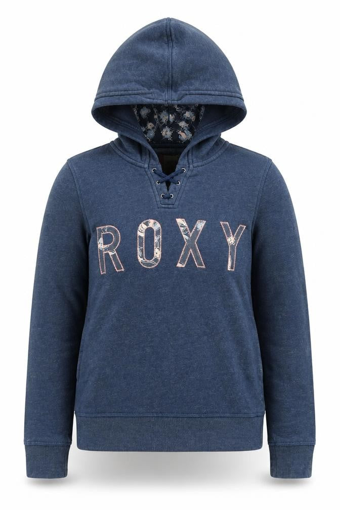 Roxy Girls Blue Pullover Hoodie - Size 10 Years, Lace Up Style