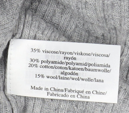 Laura Ashley Women's Grey Cable-Knit Cardigan, Size 14
