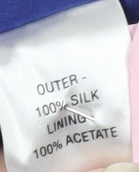 Close-up detail of L.K. Bennett Women's Blue Silk A-Line Dress, size 10