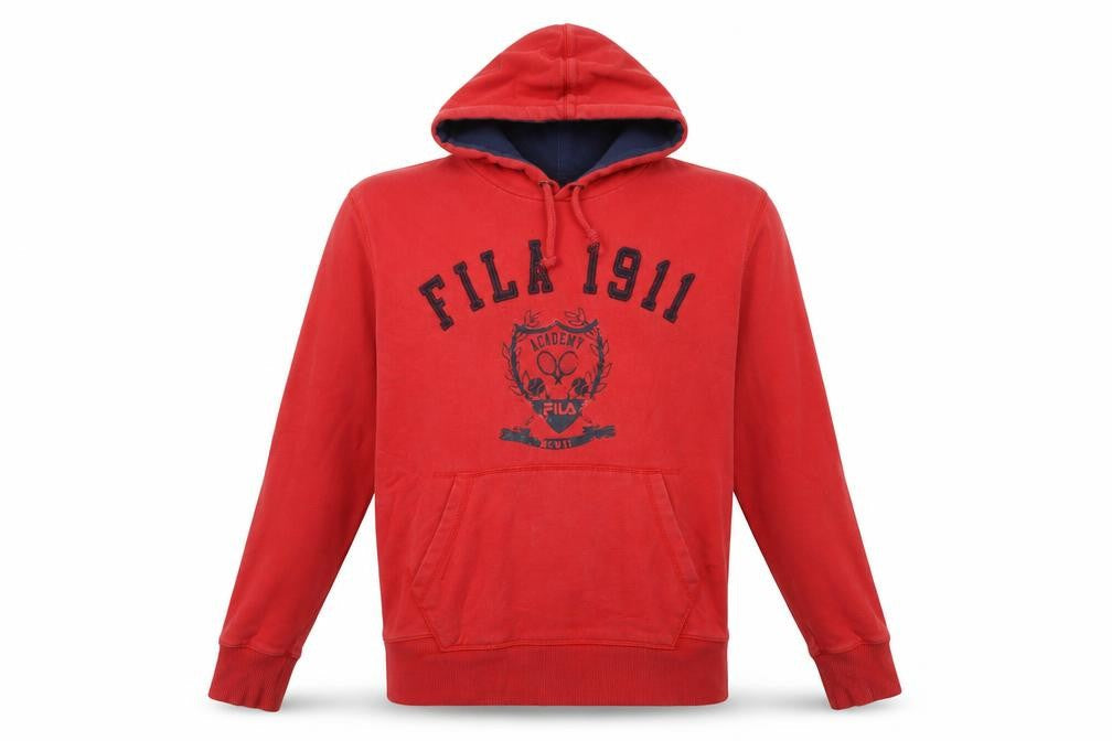 FILA Men's Red Hoodie M Pullover Graphic Logo