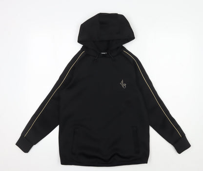 Additional front view of Sonneti boys’ black pullover hoodie 10-12 years