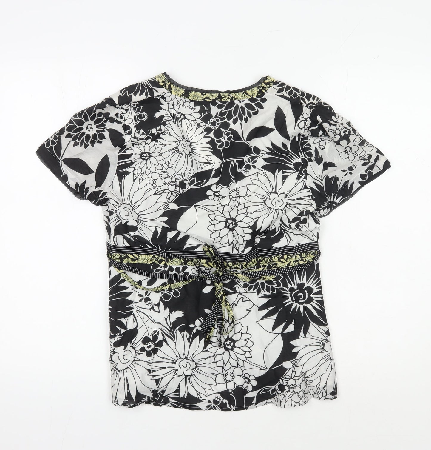 Jasper Conran Womens Black Floral Wrap Blouse Size 10