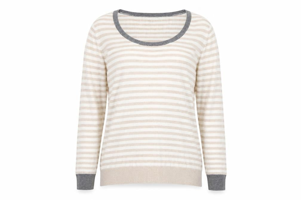 Banana Republic Women's Beige Striped Pullover Jumper M