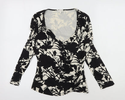 Phase Eight Women's Black Floral Wrap Blouse Size 12