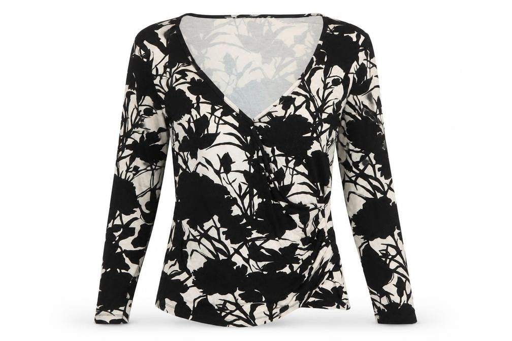 Phase Eight Women's Black Floral Wrap Blouse Size 12