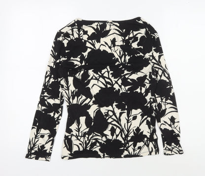 Phase Eight Women's Black Floral Wrap Blouse Size 12
