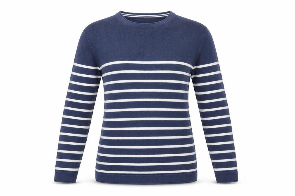 Springfield Women's Blue Striped Cotton Pullover Jumper S