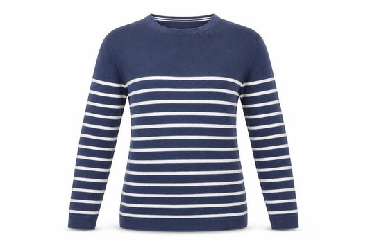 Springfield Women's Blue Striped Cotton Pullover Jumper S