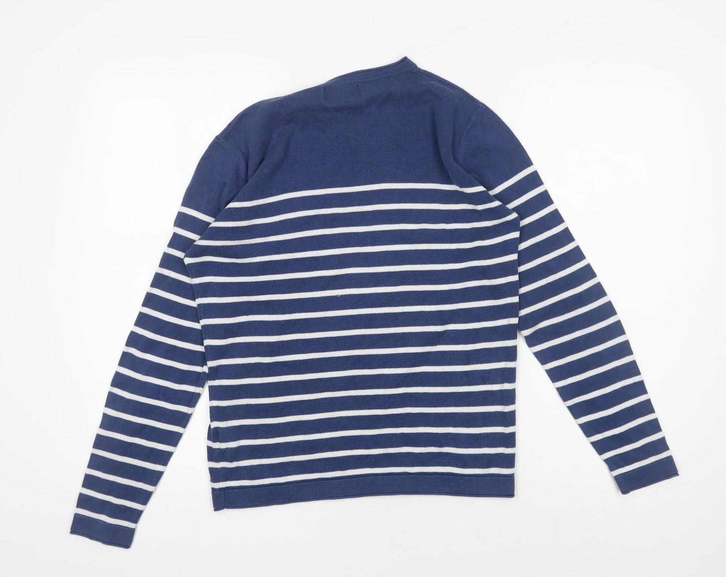 Springfield Women's Blue Striped Cotton Pullover Jumper S