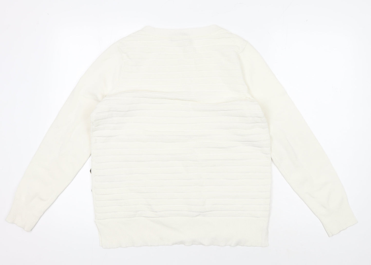 Oasis Women's Ivory Pullover Jumper M Button Detail