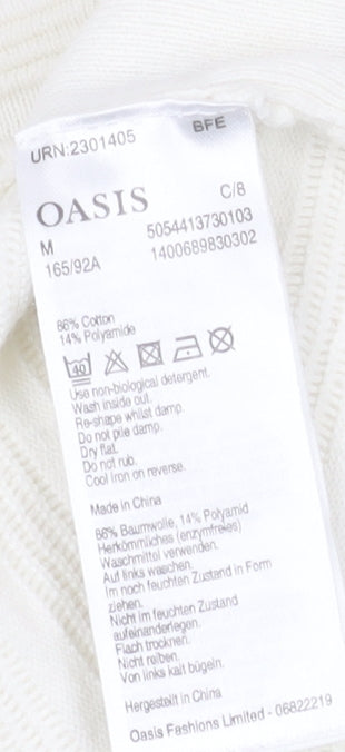 Oasis Women's Ivory Pullover Jumper M Button Detail
