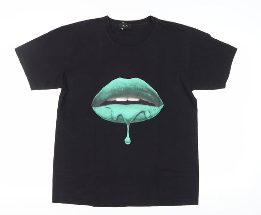AX Paris Black T-Shirt, Unisex, Size S, Crew Neck