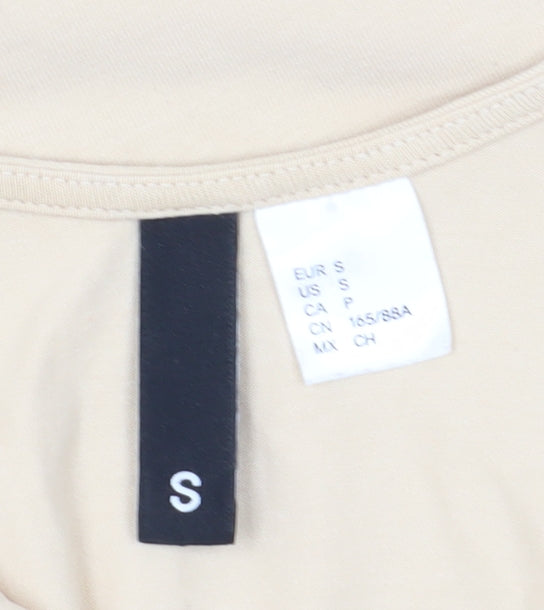 H&M Women’s Beige Bodysuit, Size S, Stretchy Jersey