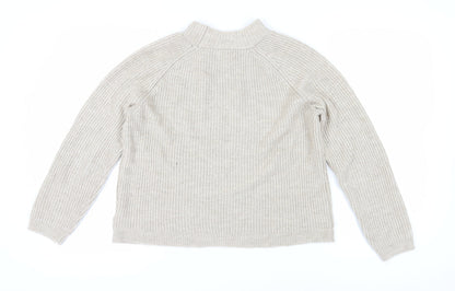 Back view of Only Beige Women's Mock Neck jumper M