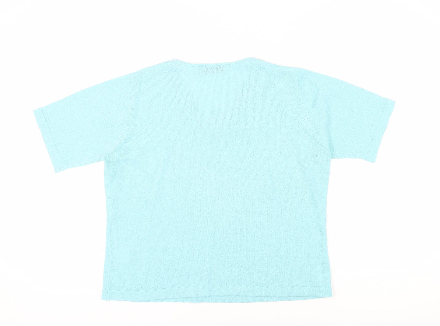 Honor Millburn Women's Blue Plus V-Neck Crochet Blouse