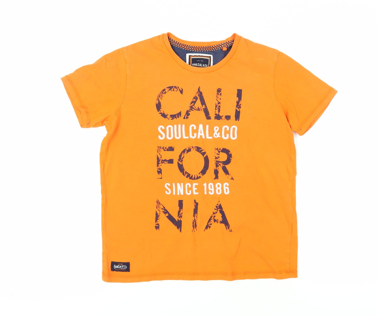 SoulCal Boys Orange T-Shirt California Print 13 Years