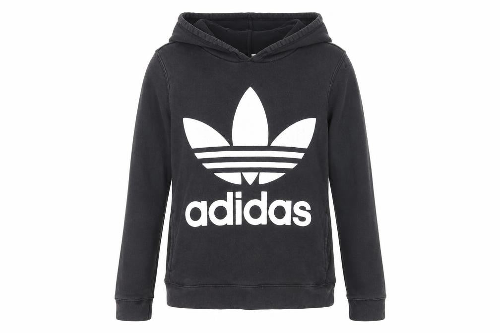 Adidas Unisex Black Pullover Hoodie, Size 12, Sporty Logo