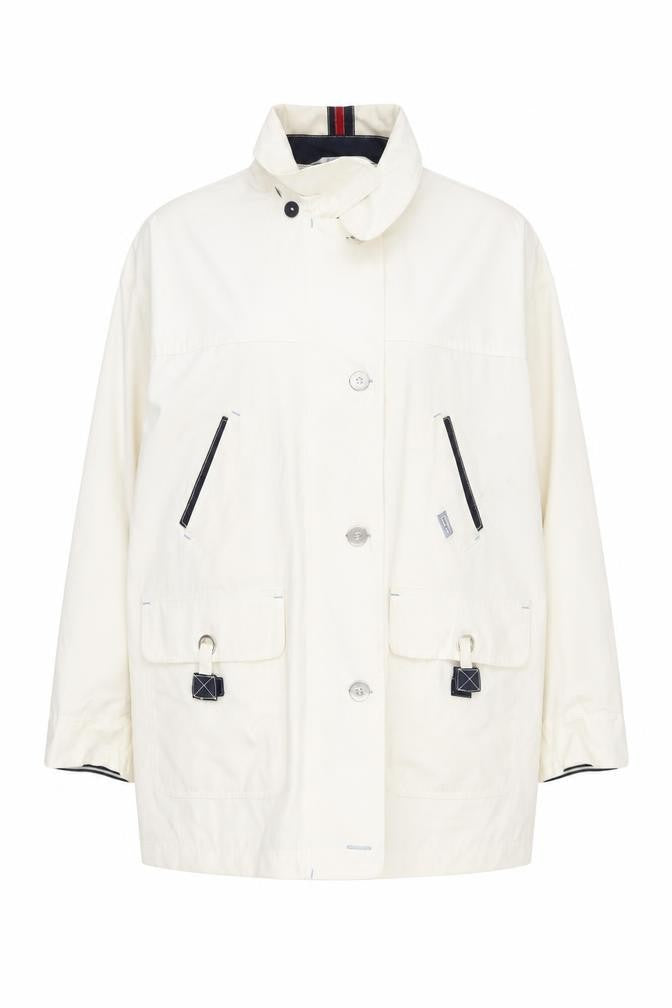 C&A Womens Ivory Retro Sports Waterproof Jacket, , Size 18