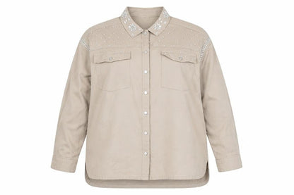 River Island Teens Beige Embroidered Button-Up Shirt