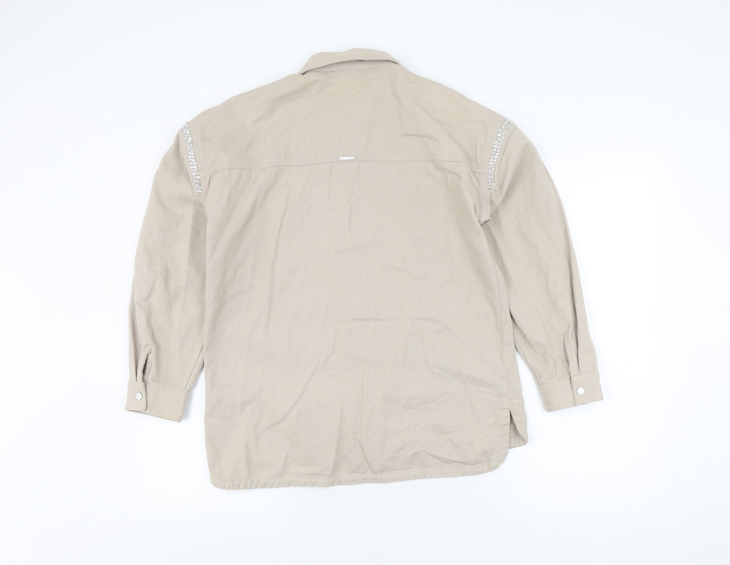 River Island Teens Beige Embroidered Button-Up Shirt