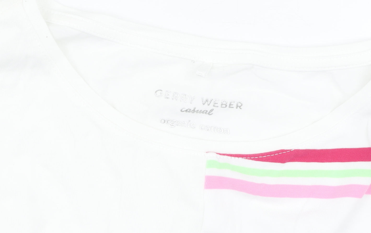 Gerry Weber Women's White Striped T-Shirt Size 12