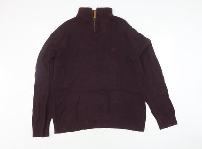 FatFace Men's Purple Full Zip Wool Jumper, Size L