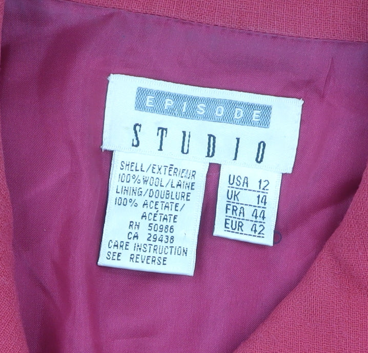 Episode Women's Red Wool Long Coat Size 14