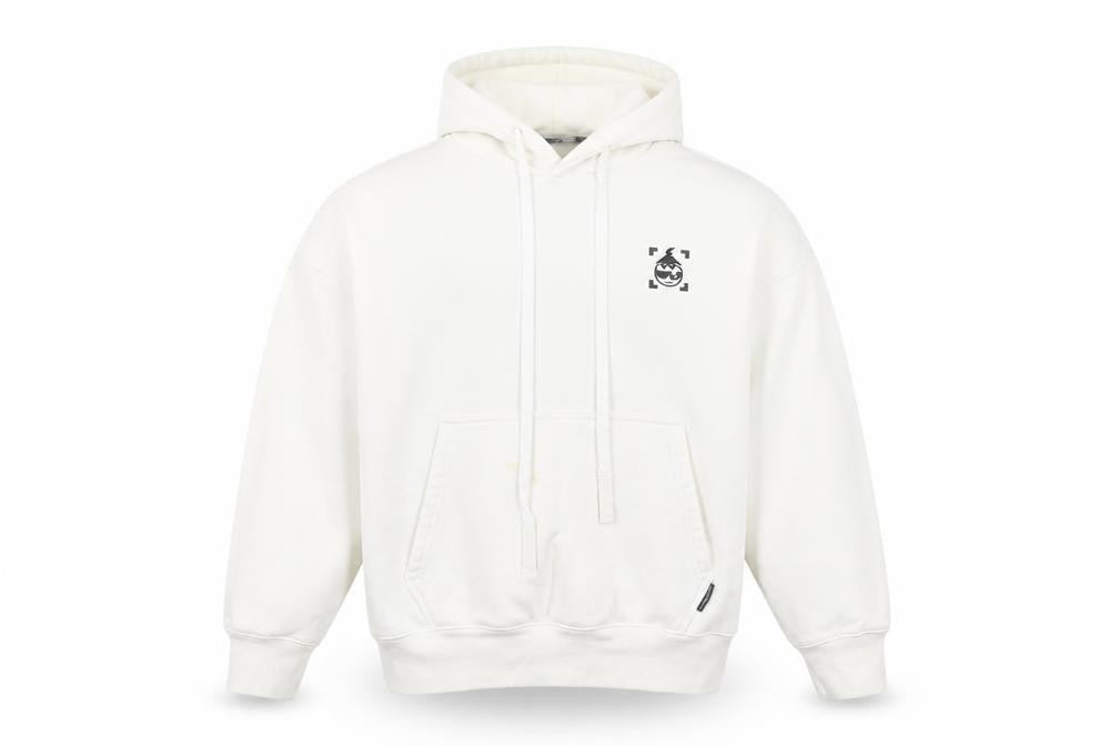 Tomato Papa Men's White Hoodie L Pullover Anime Graphic