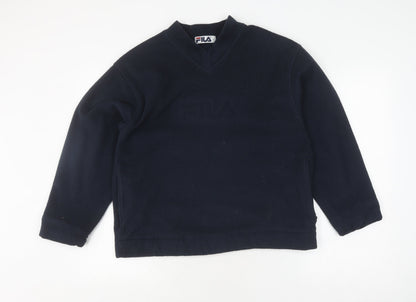 Fila Womens Black V-Neck Pullover Sweatshirt Size S