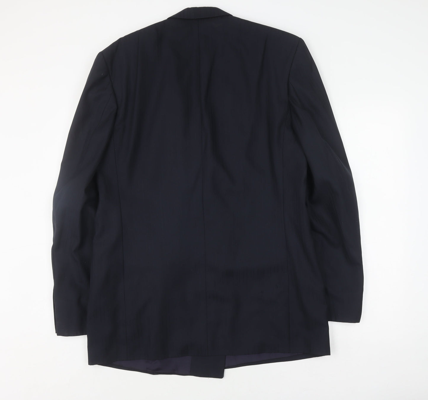 Baumler Men's Black Double Breasted Striped Tweed Suit Jacket Size 42.5
