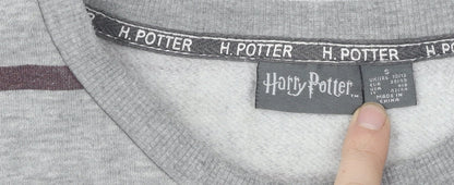 Harry Womens Potter Grey Striped Pullover Sweatshirt