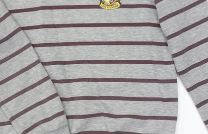 Harry Womens Potter Grey Striped Pullover Sweatshirt