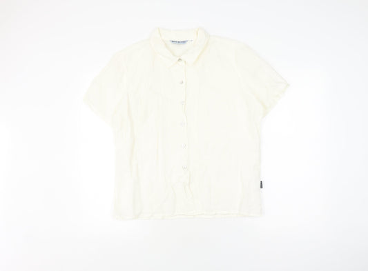 White Stuff Women’s White Linen Button-Up Blouse Size 4