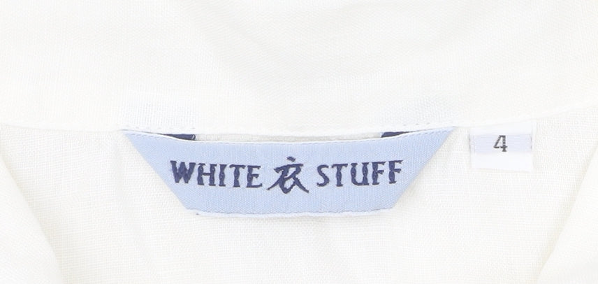 White Stuff Women’s White Linen Button-Up Blouse Size 4