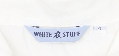 White Stuff Women’s White Linen Button-Up Blouse Size 4