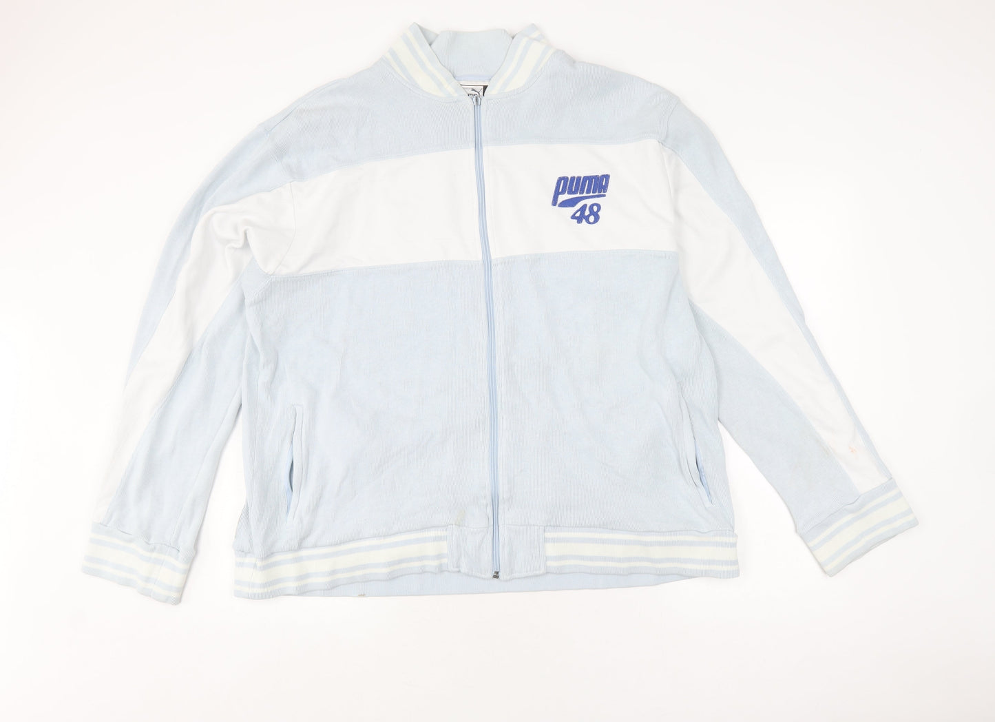 Puma Men's Blue XL Full Zip Hoodie, Logo Accent, Knit