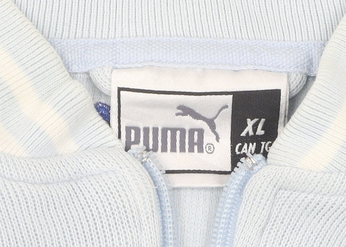 Puma Men's Blue XL Full Zip Hoodie, Logo Accent, Knit