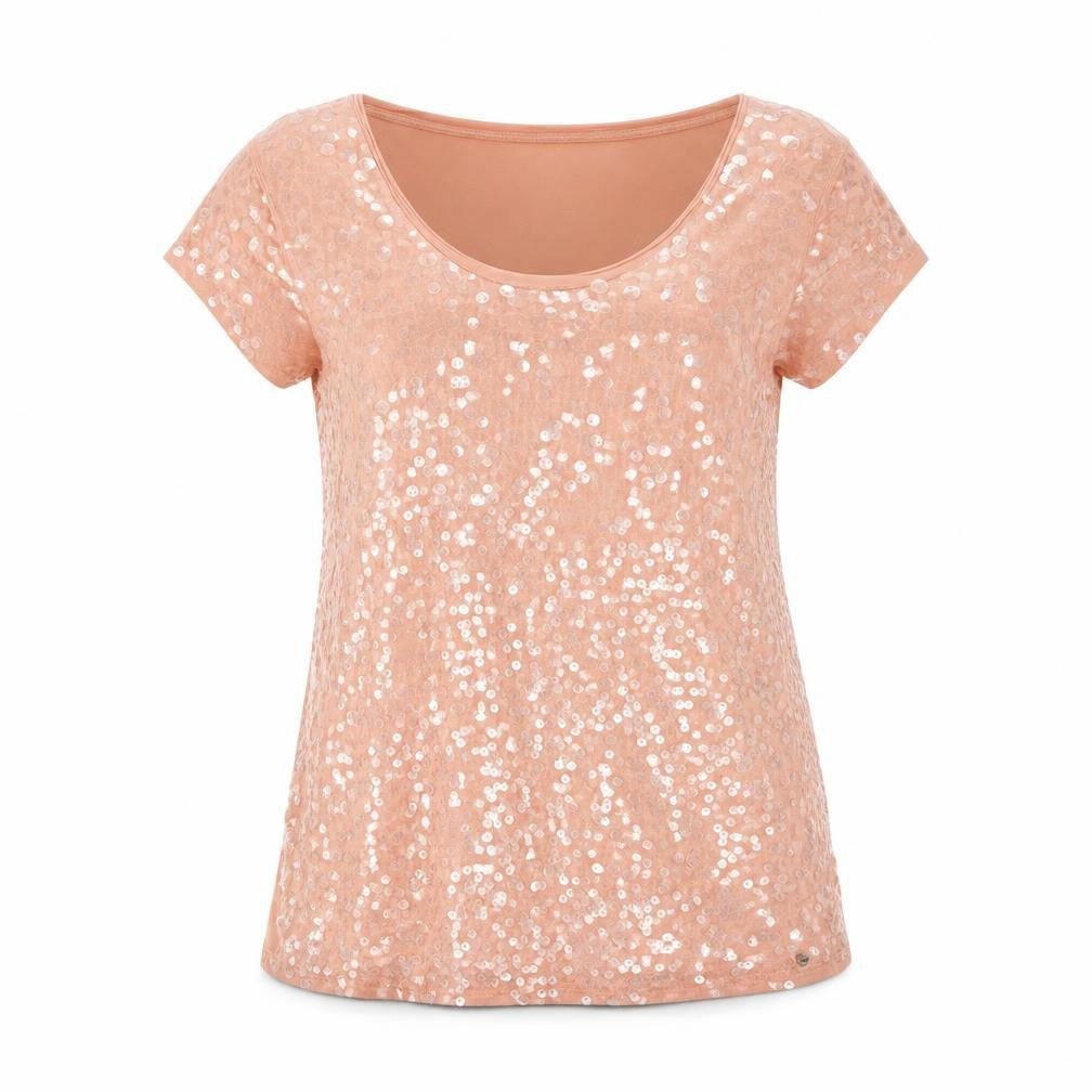 Guess Women's Pink Sequin T-Shirt XS - Spring/Summer