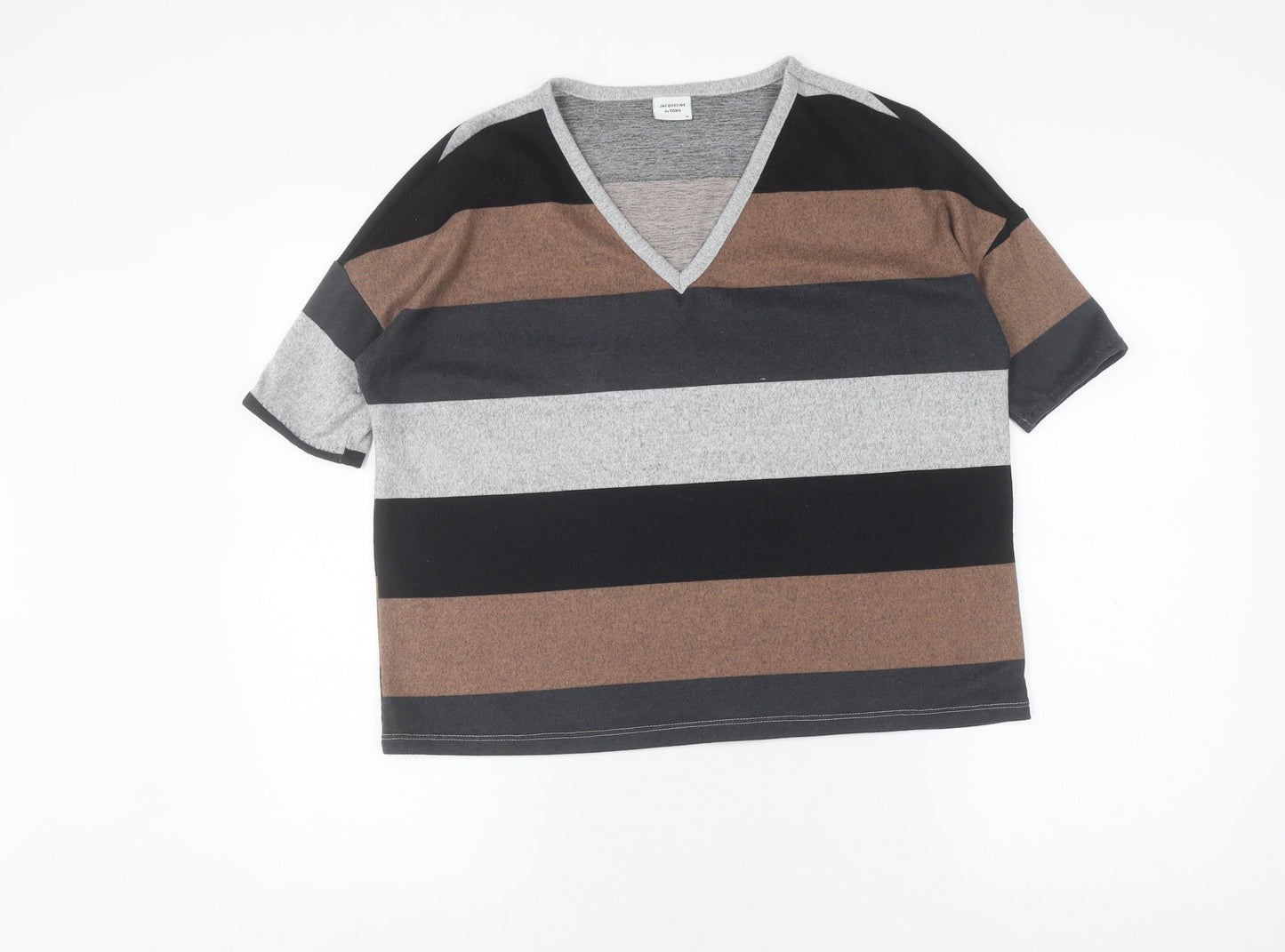 Jacqueline de Yong Women's Striped V-Neck T-Shirt M