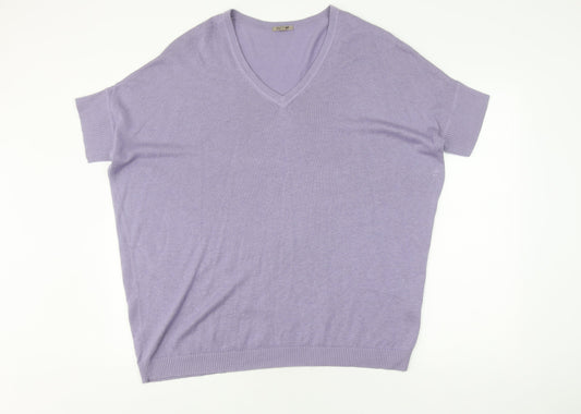 Jigsaw Women's Purple Knit V-Neck Top, M, Excellent